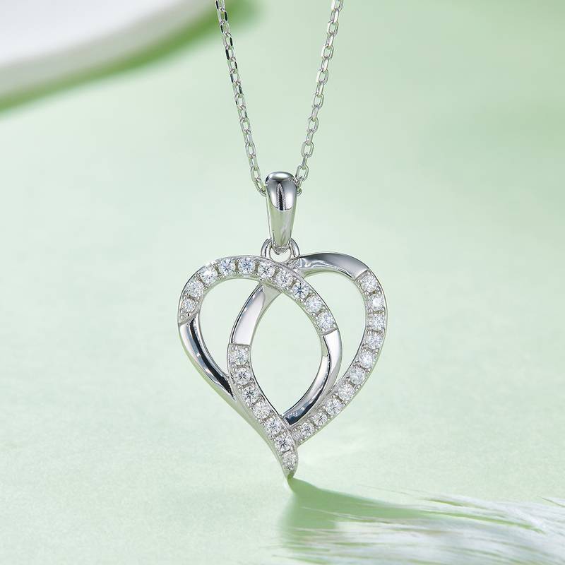 交芯爱心PendantS925银Moissanite厘石D级0.38ct